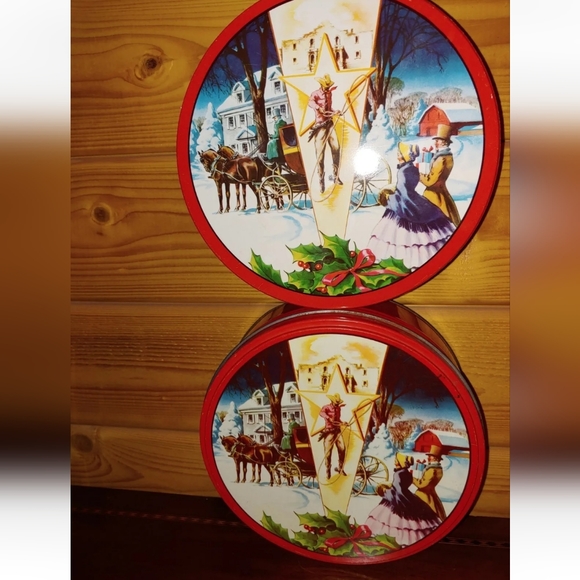 Collin Street Bakery Other - Vintage Collin Street Bakery Fruit Cake Tins Corsica TX Holiday Cowboy Christmas